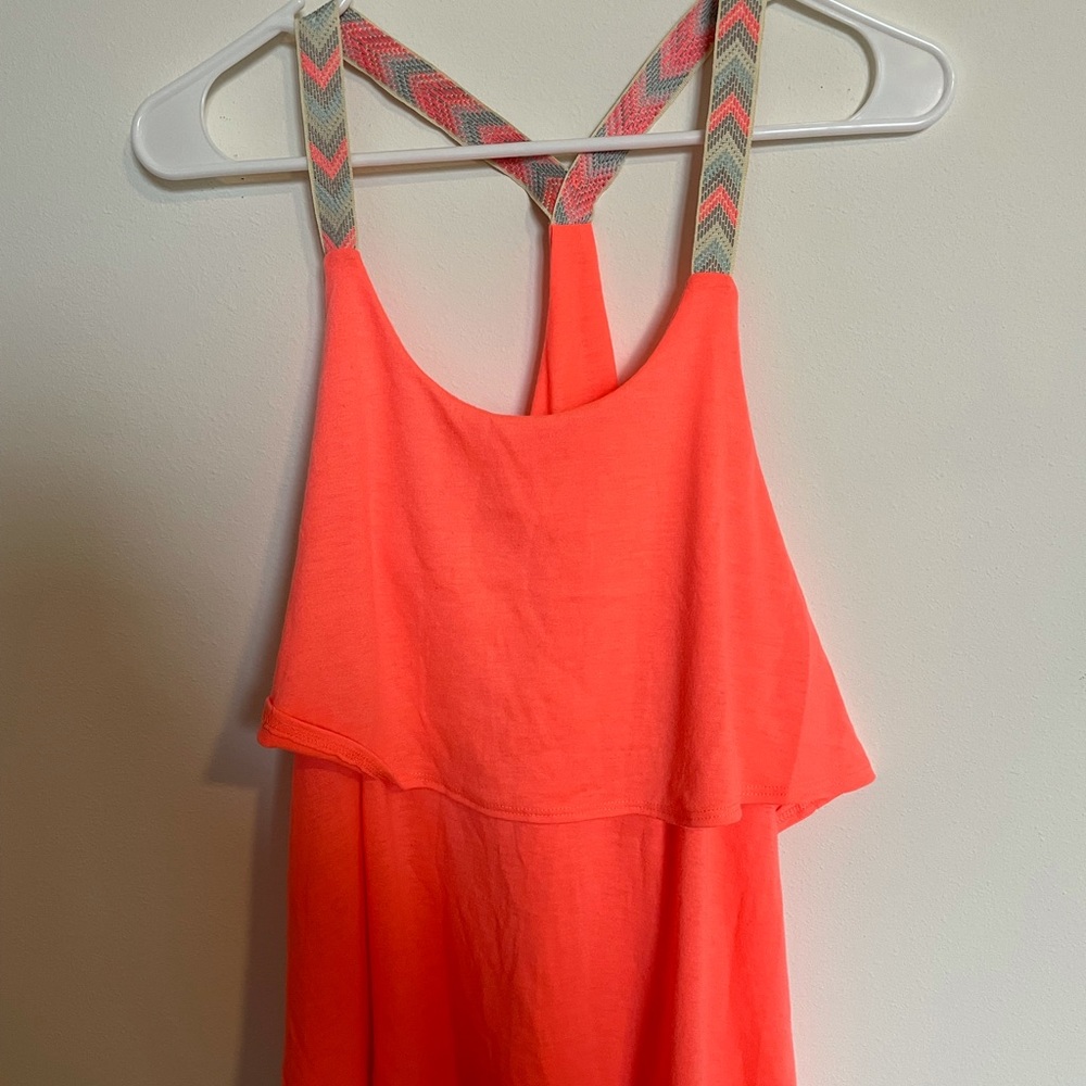 Pink-ish Orange Ruffled Tank Top